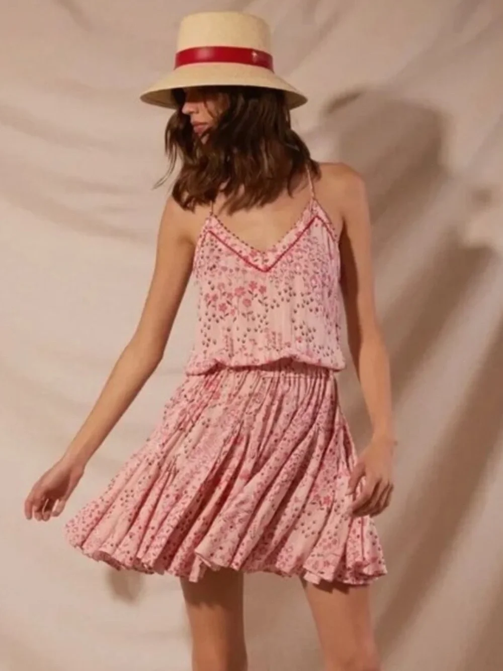 Poupette St. Barth Laurie Mini Dress in Pink Sz XS